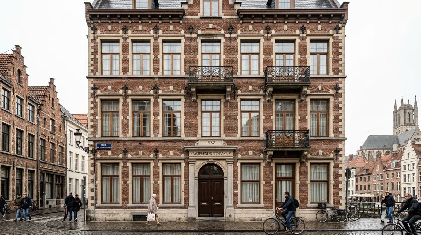 Example apartment building in Ghent with classic facade